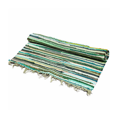 Small Rag Rug - 50x90cm - premium quality- Natural Greens