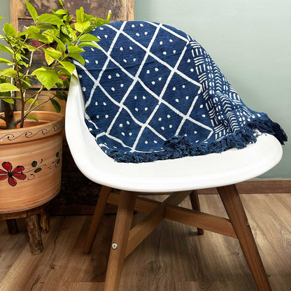 Handmade Indigo Throw - 170x120cm - Midnight Heerak