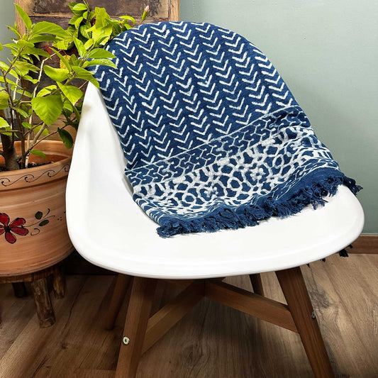 Handmade Indigo Throw - 170x120cm - Seedha Arrows