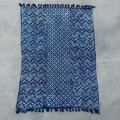 Handmade Indigo Throw - 170x120cm - Namoona Waves