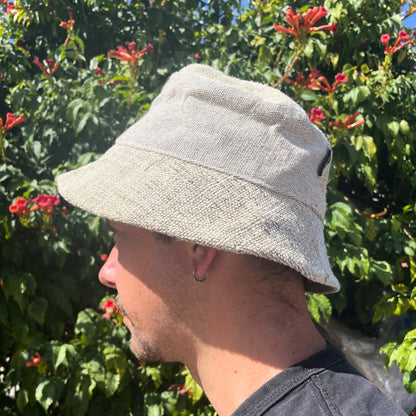 Patched Hemp & Cotton Boho Festival Hat - Natural