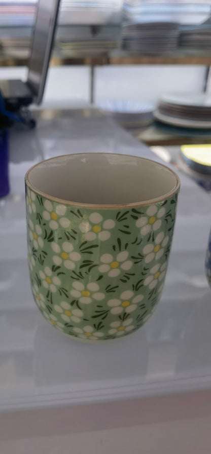 x6 Herbal Tea Cups - Green Daisy