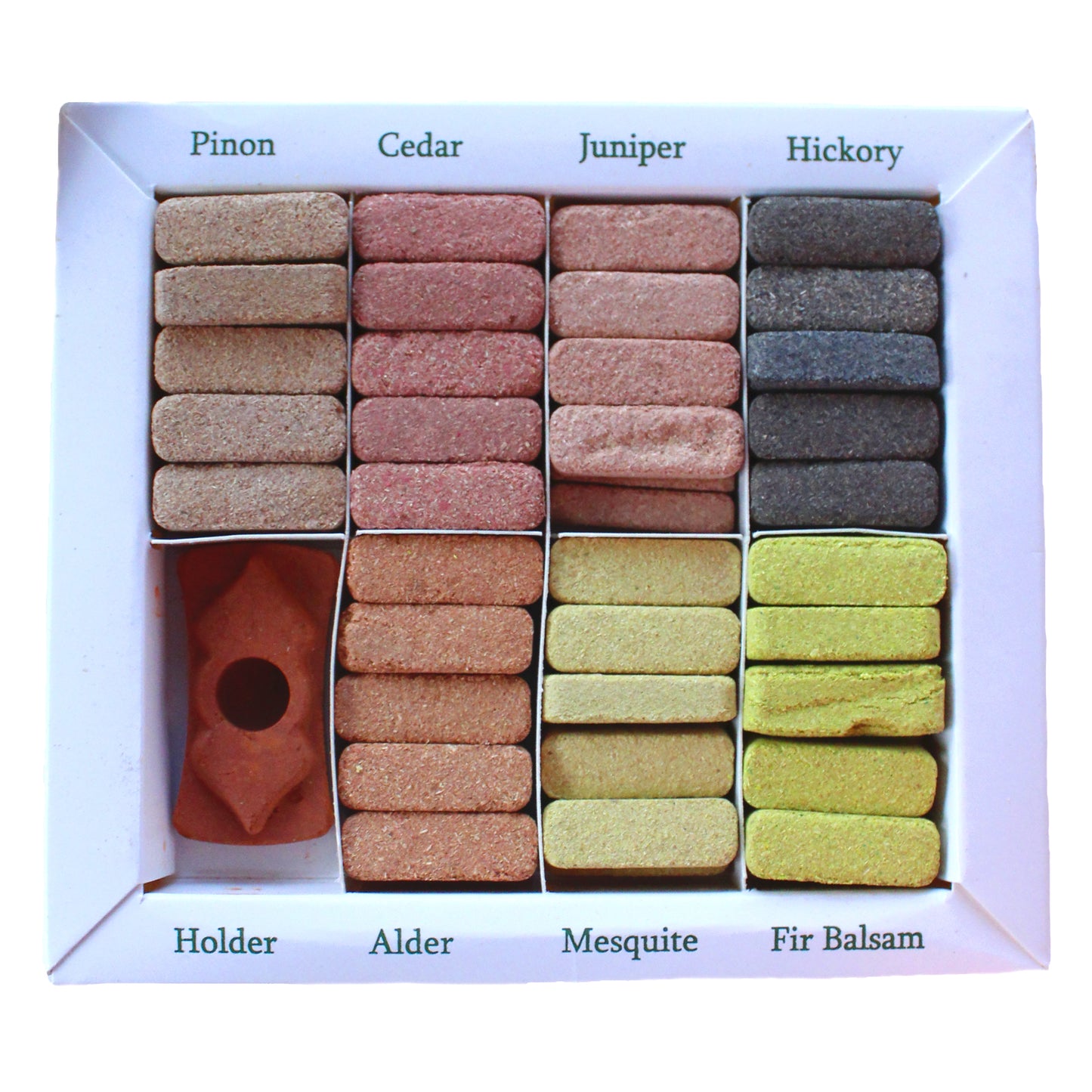 Display Set of 70 Incense Smudge Bricks and Burner - 7 Earthy Himalaya Incenso