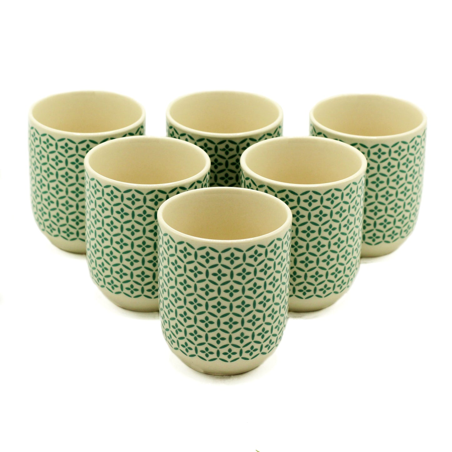 x6 Herbal Tea Cups - Green Mosiac