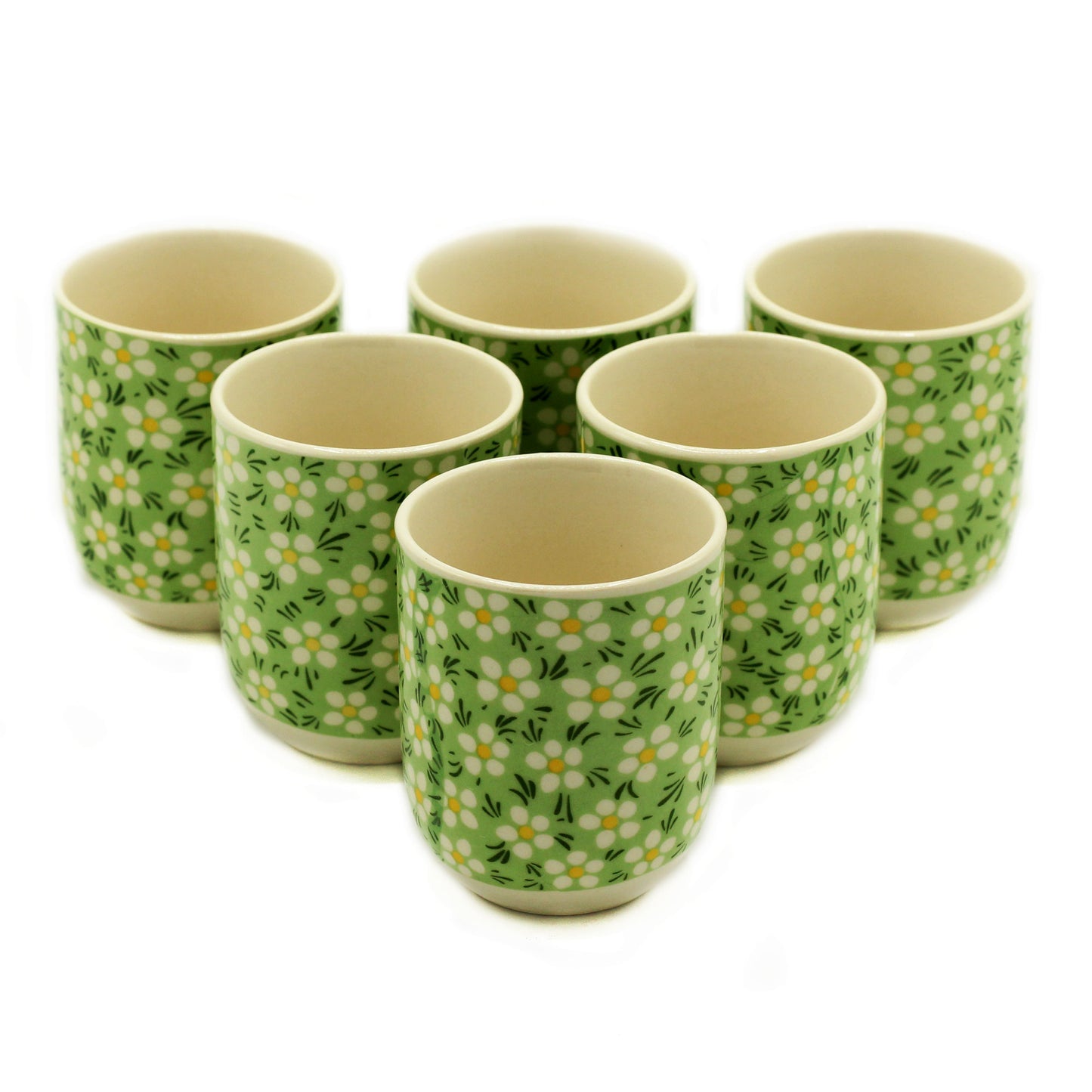 x6 Herbal Tea Cups - Green Daisy