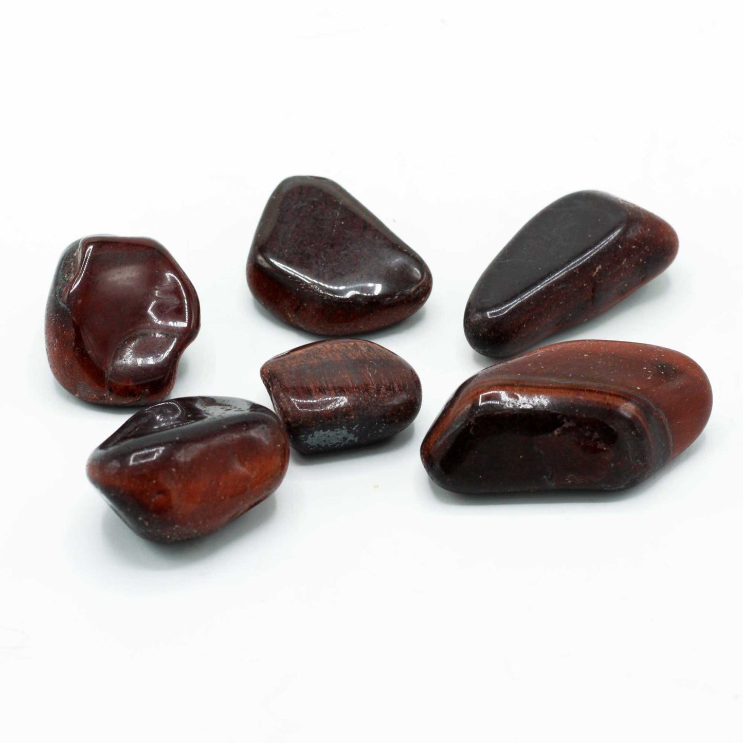 Beutel mit 6 afrikanischen Edelstein-Tigeraugen – Rot – Größe 8 – 30 mm (KG)