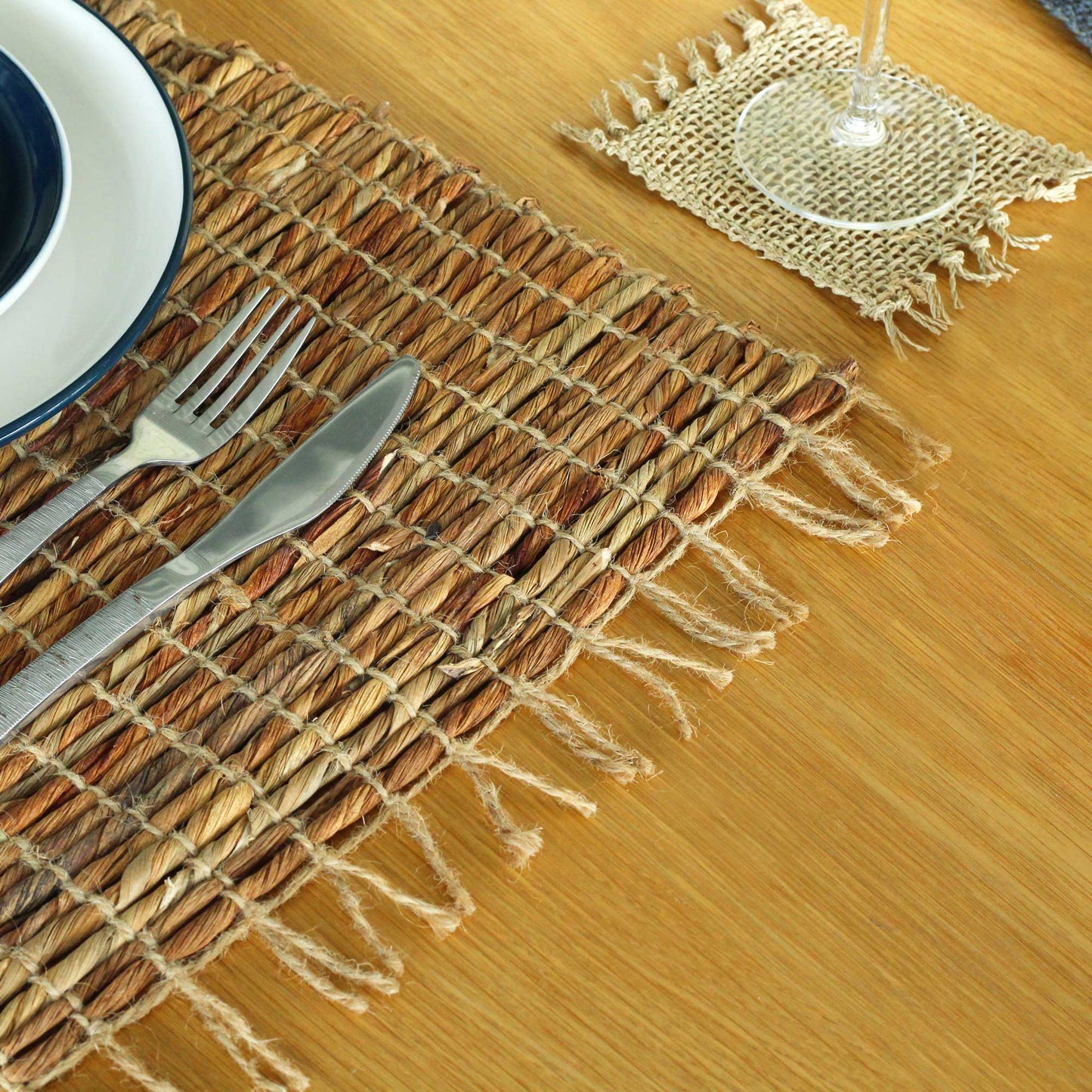 Water Hyacinth Natural Placemat - Robusta and Fringe