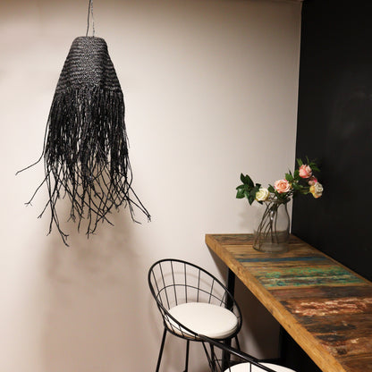 Black Braided in Doum Suspension Lamp Shade - 20x15cm