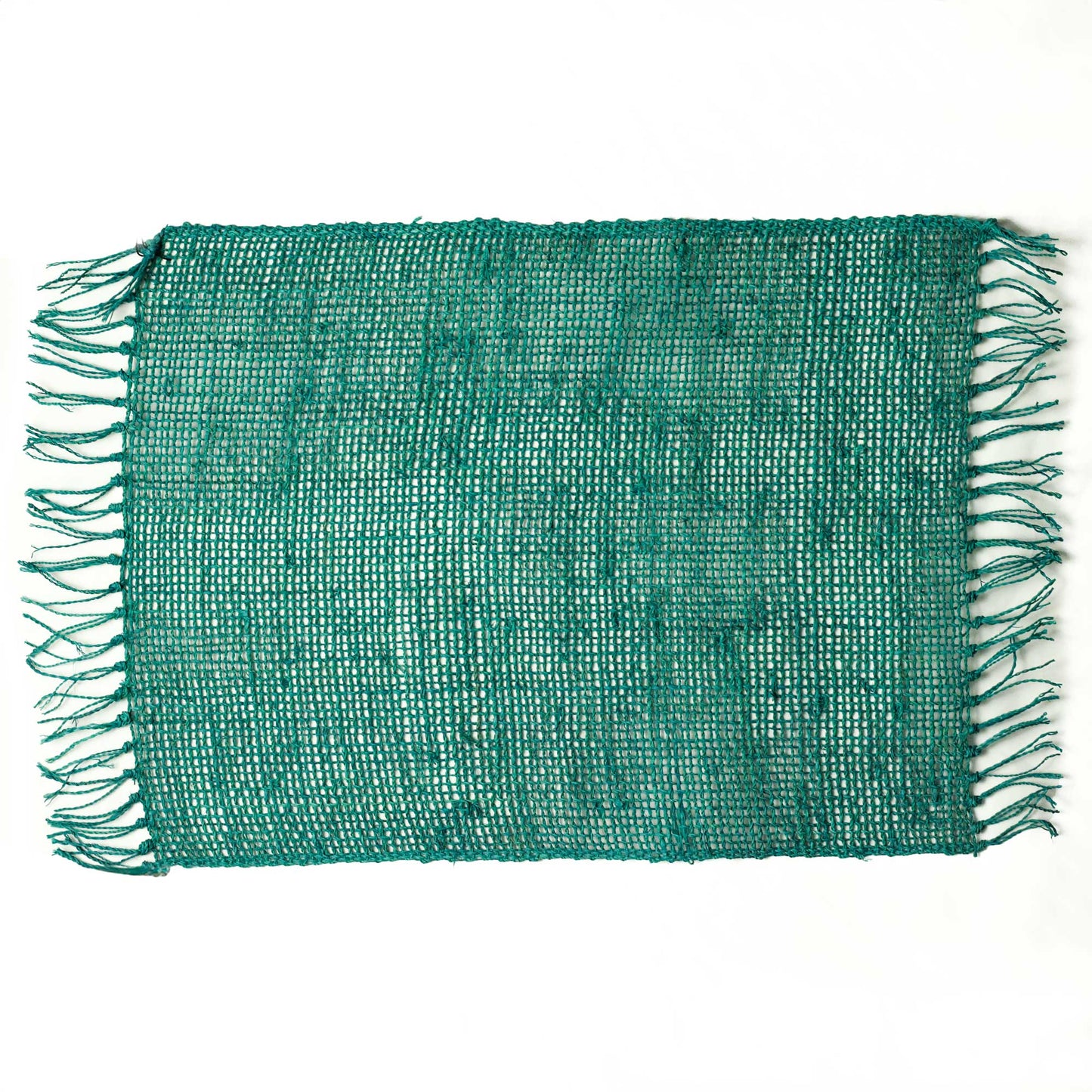 Seagrass Fringe Natural Placemat - Turquoise