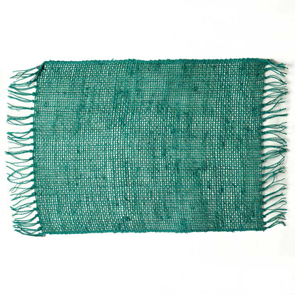 Seagrass Fringe Natural Placemat - Turquoise