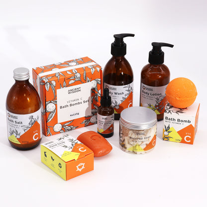 Zesty Vitamin C Badebomben-Set – Aromatherapie-Quartett