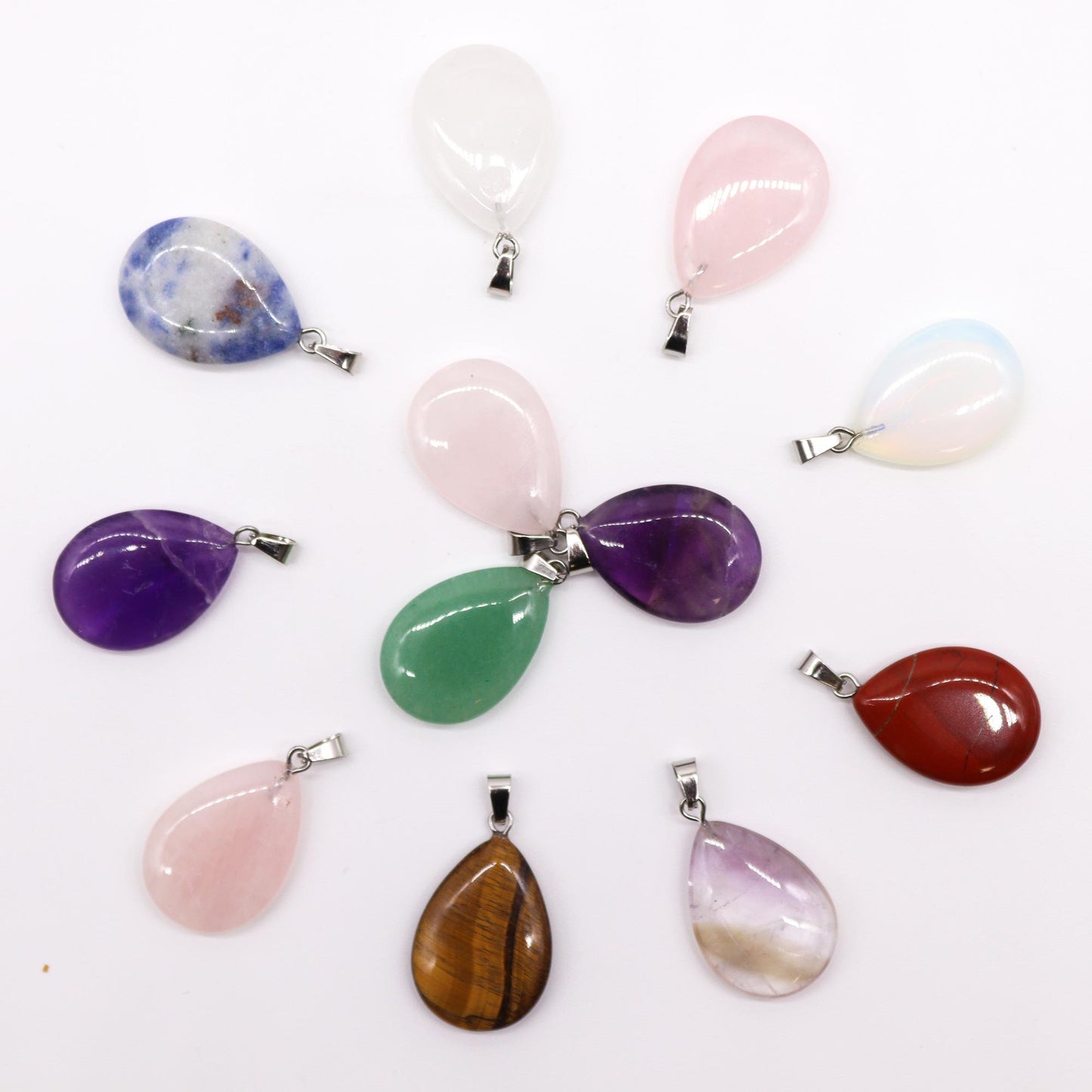 Gemstone Teardrops Pendants (12 assorted)  25x18mm