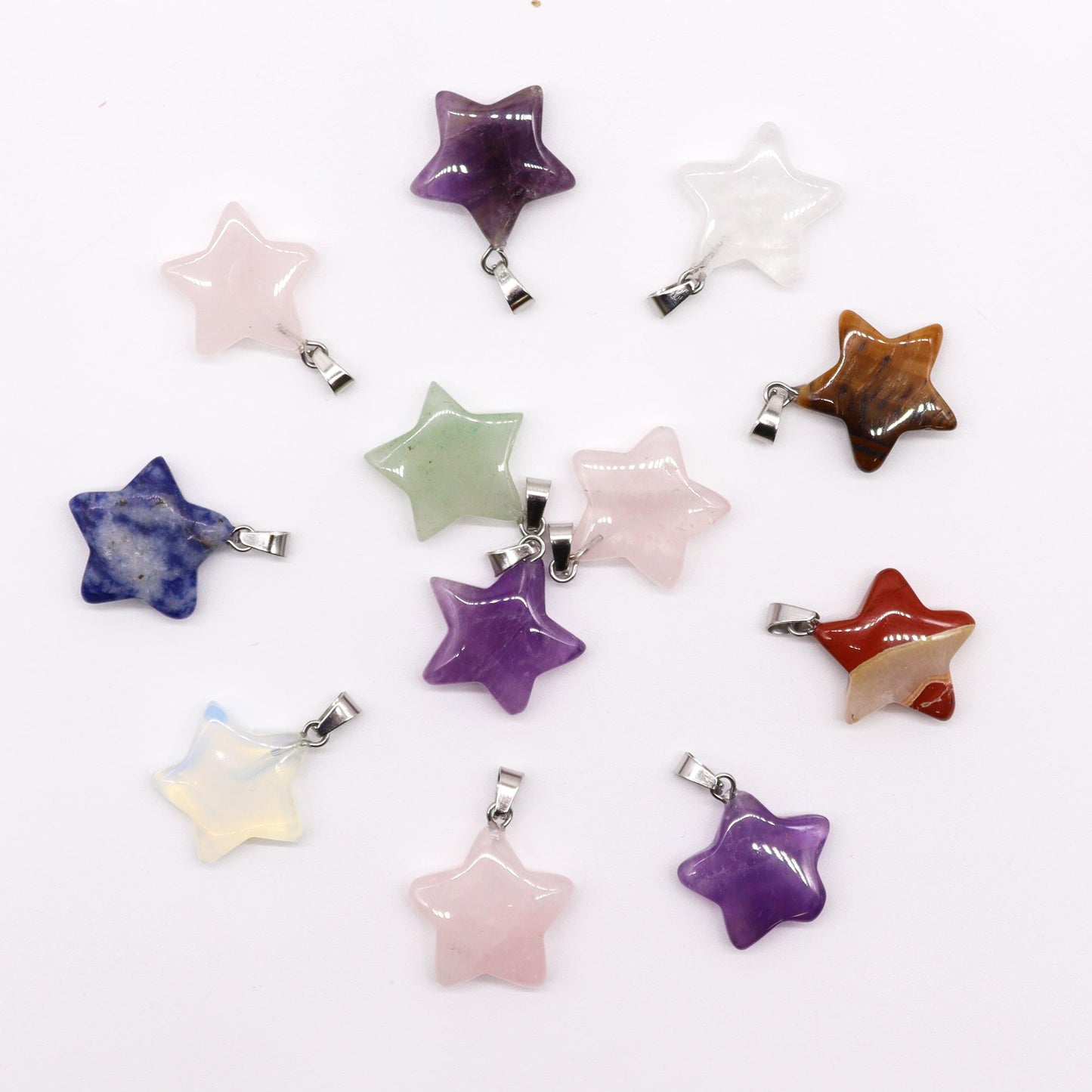 Gemstone Stars Pendants (12 assorted)  20x6mm