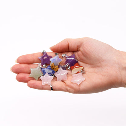 Gemstone Stars Pendants (12 assorted)  20x6mm