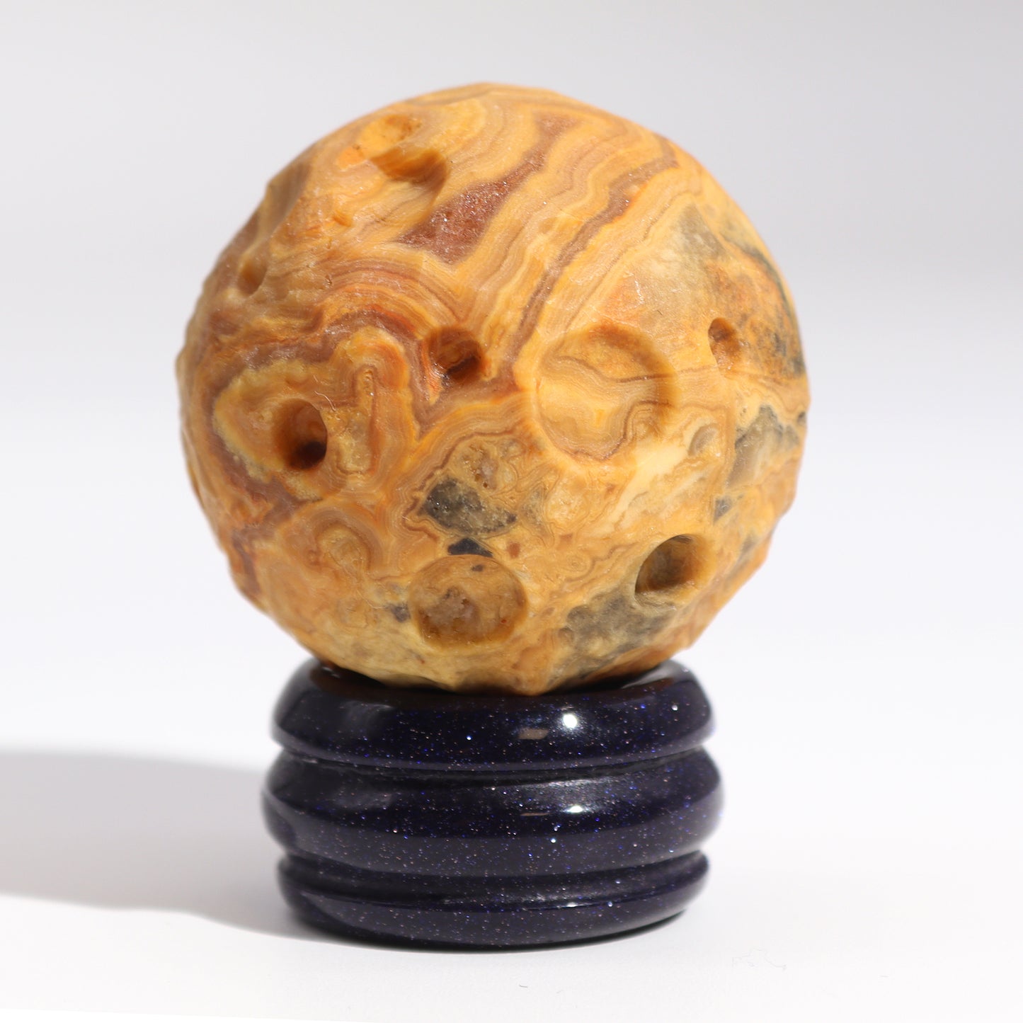 Crazy Lace Jasper Planet on a Sola Goldstone Stand - 40mm (30x15mm stand)