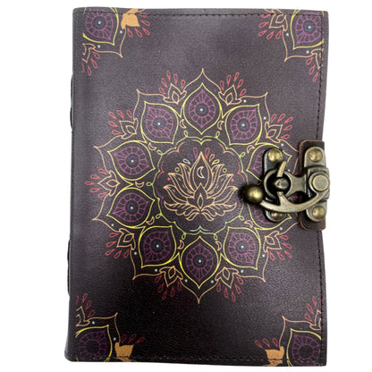 Leather Lotus Mandala Deckle-edge Notebook (7x5")