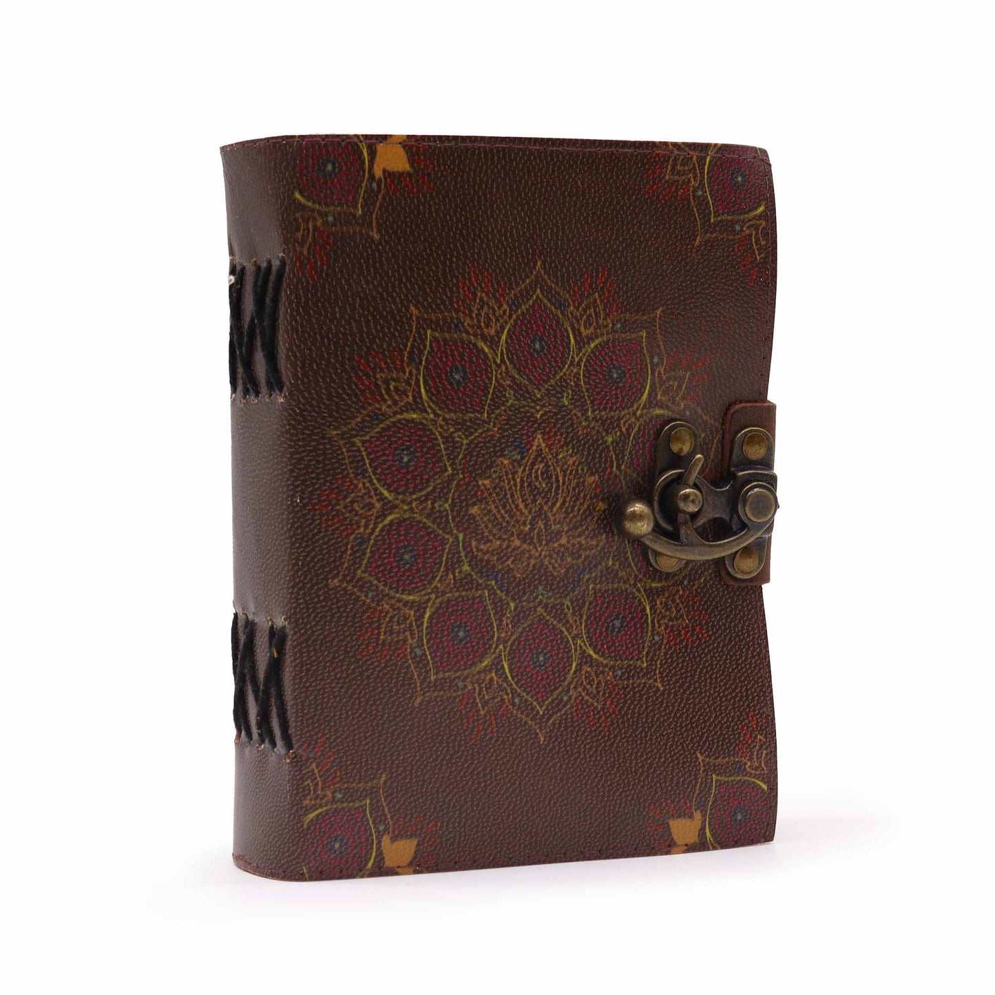 Leather Lotus Mandala Deckle-edge Notebook (7x5")