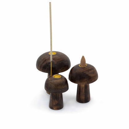 Set of 3 Incense Cone Mushrooms ((10cm 9cm 8cm)