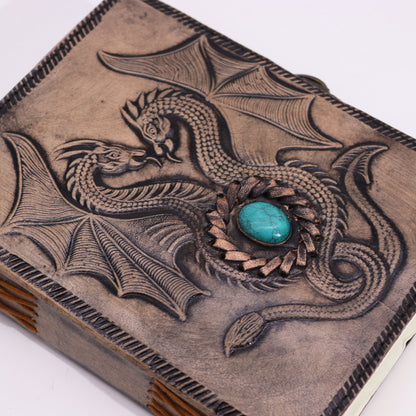 Two Dragons- Esoteric Notebook - Red Tan - 200 pages  Stich Edge- 17.5x12.5x3cm