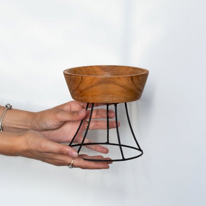 Set of 3 Elevated Teak Bowls