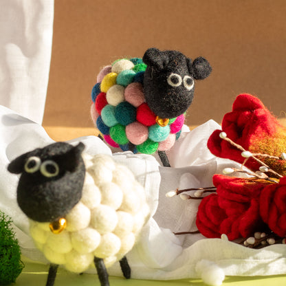 Little Felt Sheep - Handcrafted Wool Decor from Nepal