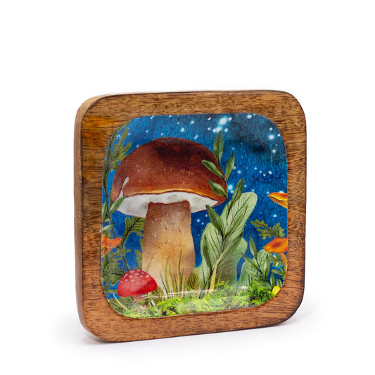 Mushroom Teal Trinket Tray