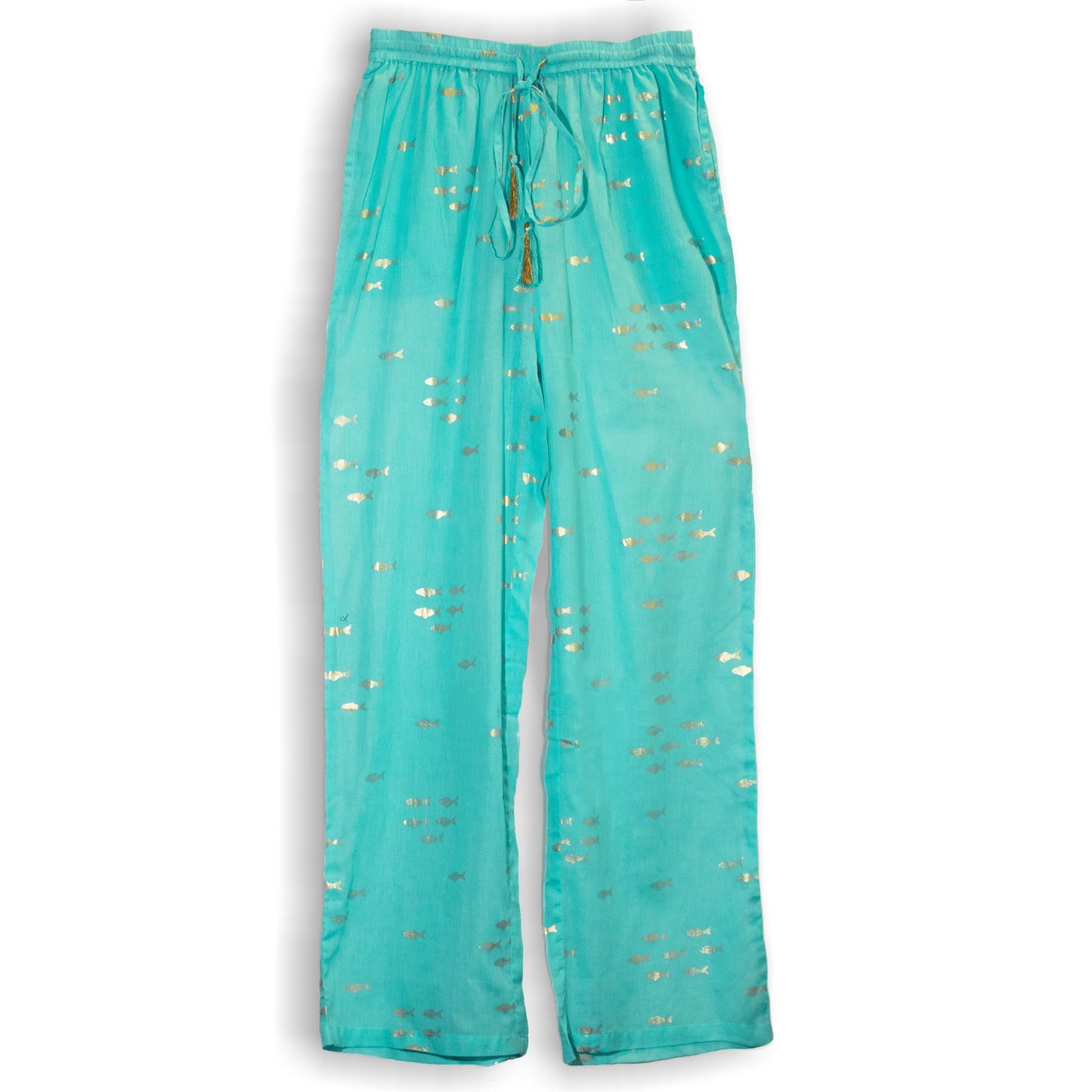 Nomad Sari Lounge Pants - Turquoise & Gold Fish
