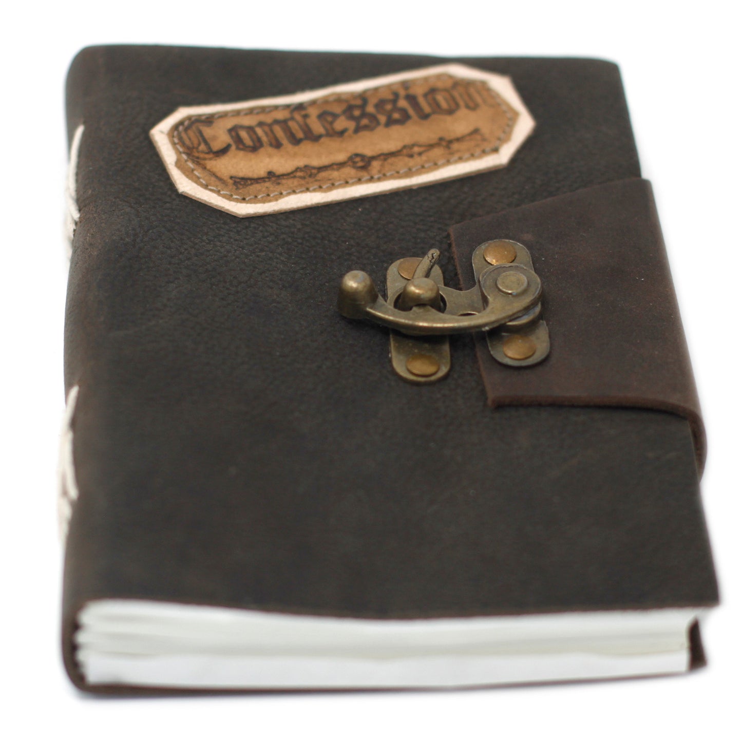 Leather Black Confessions with Lock Notebook (18x13 cm)