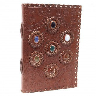 Leather Chakra Stone Notebook (22.5x15cm)