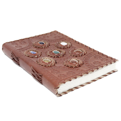 Leather Chakra Stone Notebook (22.5x15cm)