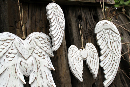 Hand Crafted Double Angel Wing & Heart - 24cm