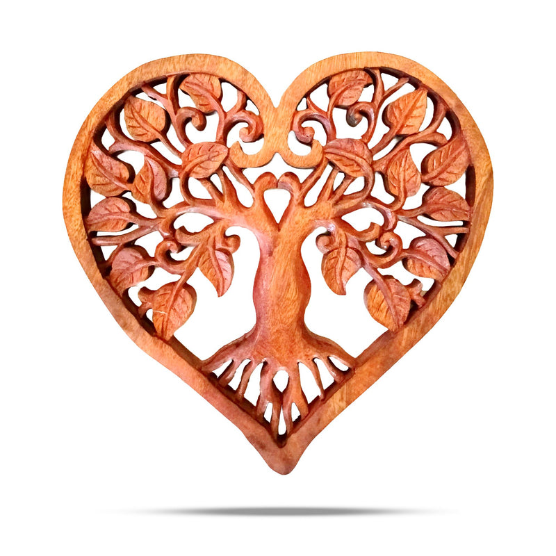 Heart Tree of Life Large - Hand-Carved Wooden Wall Art