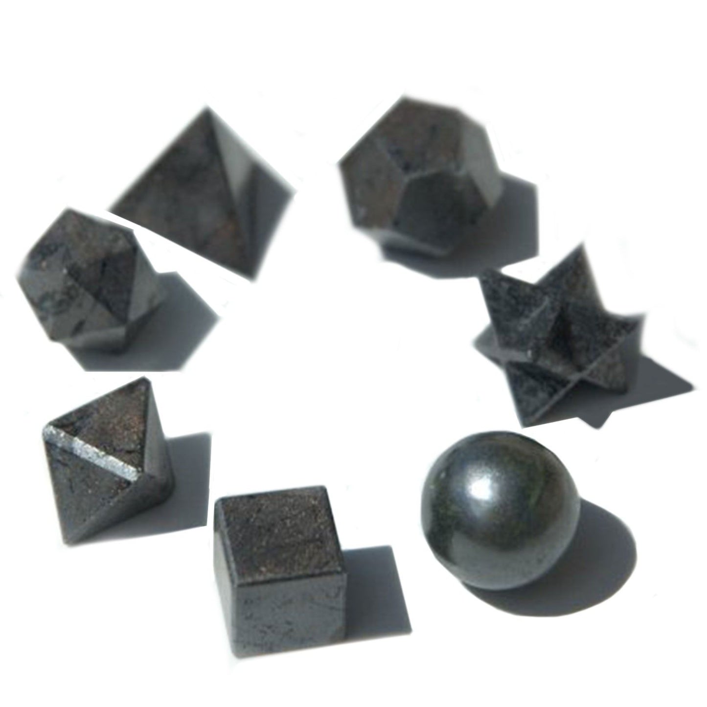 Geometrisches siebenteiliges Set aus schwarzem Achat