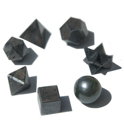 Geometrisches siebenteiliges Set aus schwarzem Achat