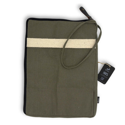 Canvas Travel Laptop Pouch - Olive - 24x33cm