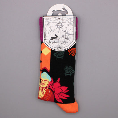 Hop Hare Bamboo Socks (36-40) - Pink Buddha & Lotus 