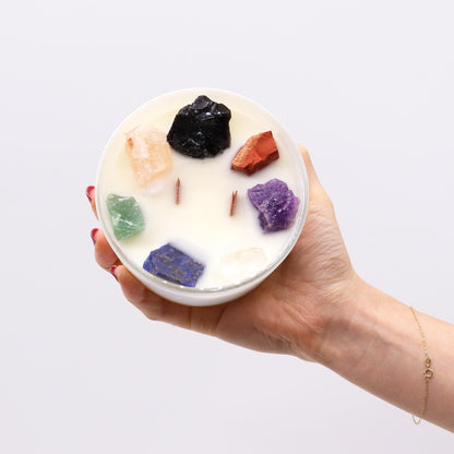 Große Chakra-Kristallkerzen – Sieben Chakras