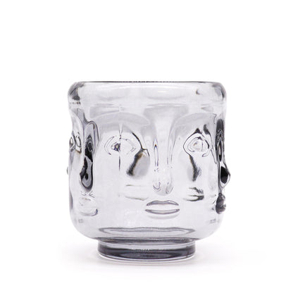 Set of 2 Buddha Faces Candle Jar - Midnight Grey
