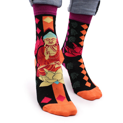 Hop Hare Bamboo Socks (36-40) - Pink Buddha & Lotus 