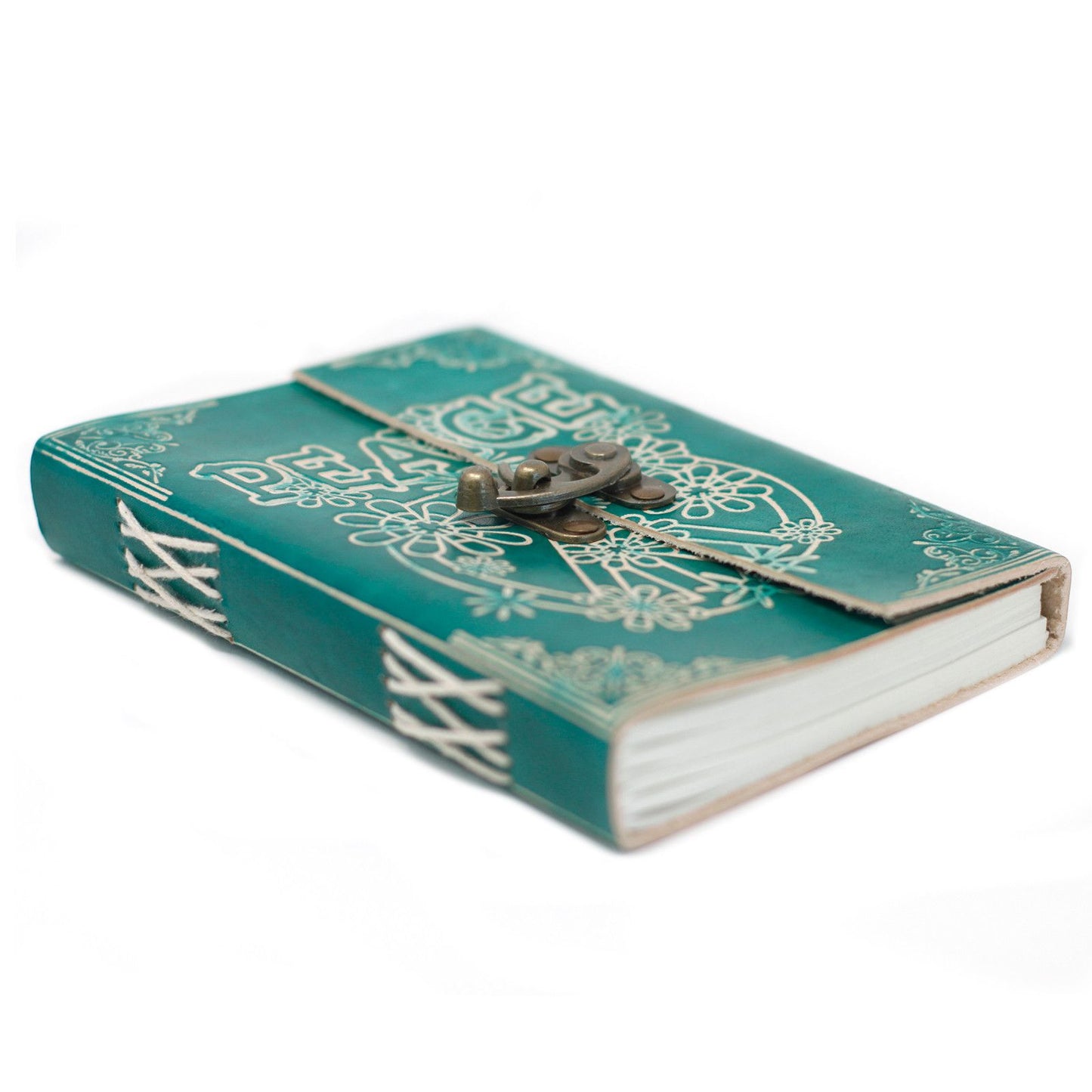 Notizbuch „Peace“ aus Leder in Grün mit Schloss (18x13 cm)