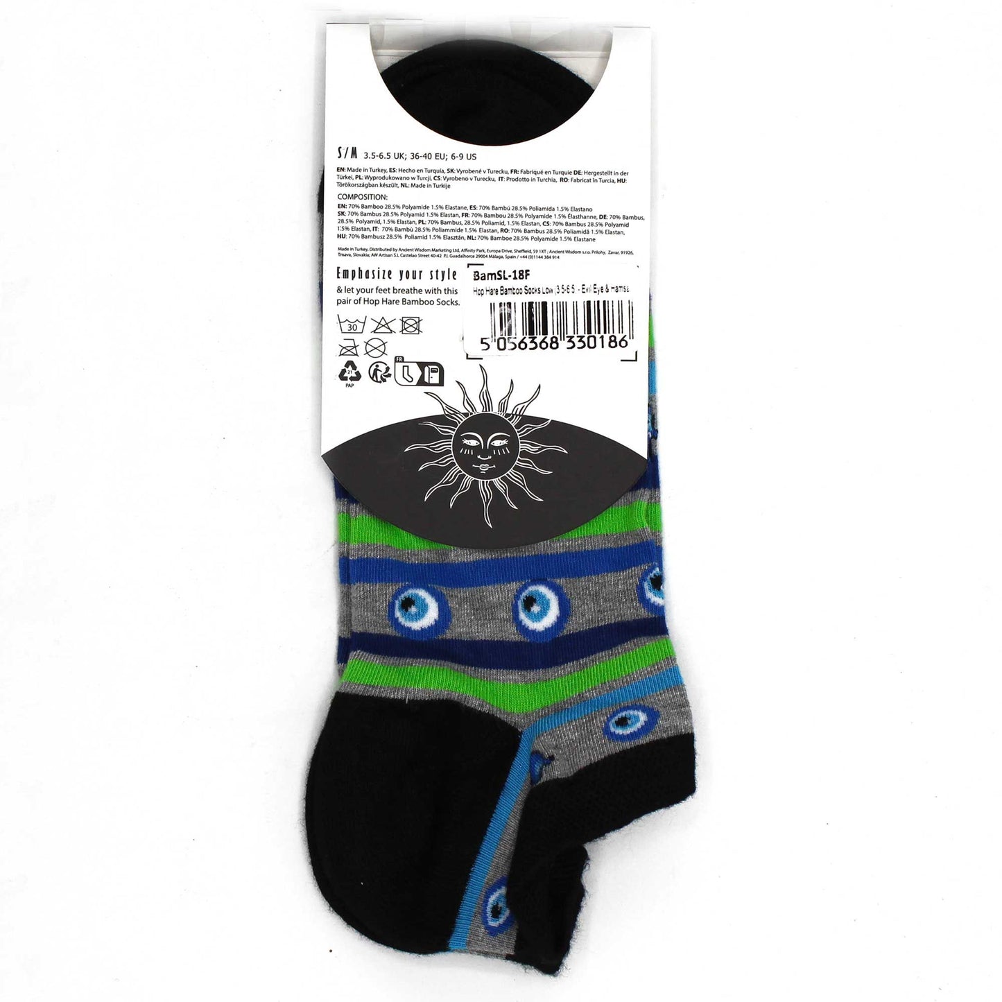 M/L Hop Hare Bamboo Socks Low (41-46) - Evil Eye & Hamsa
