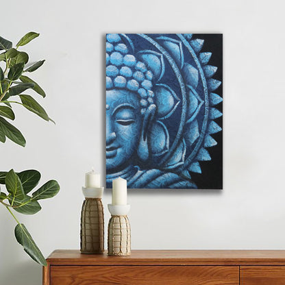 Halb-Buddha-Mandala in Blau