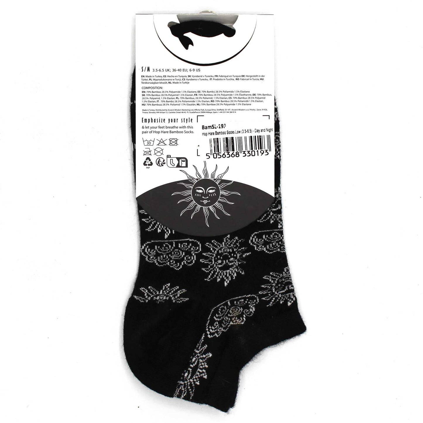 M/L Hop Hare Bamboo Socks Low (41-46) - Day and Night