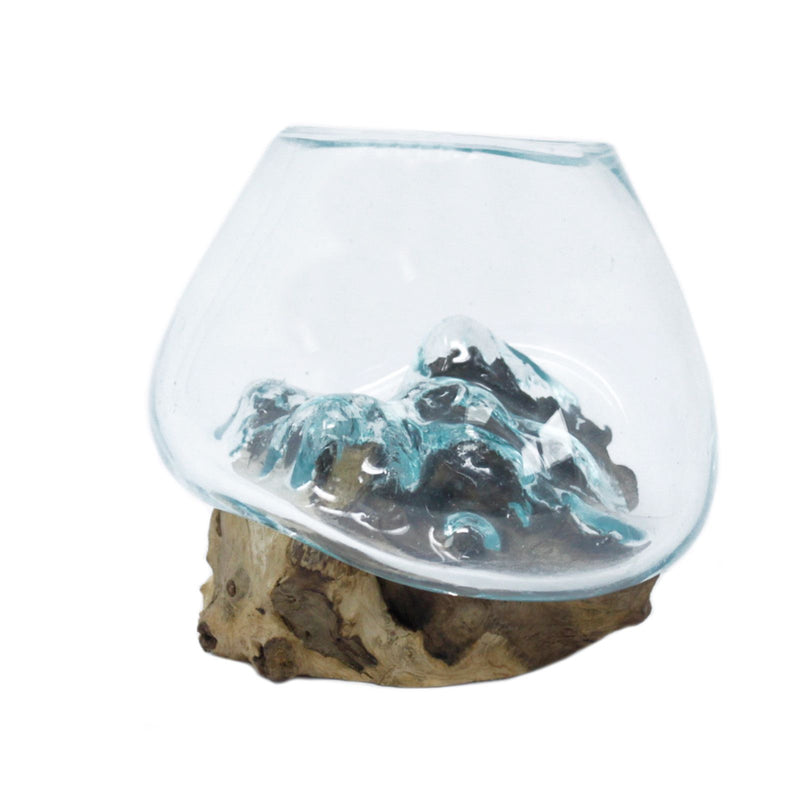 Small Bowl – Hand-Blown Molten Glass on Wood