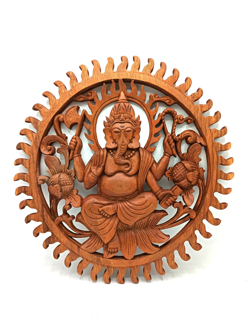 Ganesh - Hand-Carved Wooden Wall Art