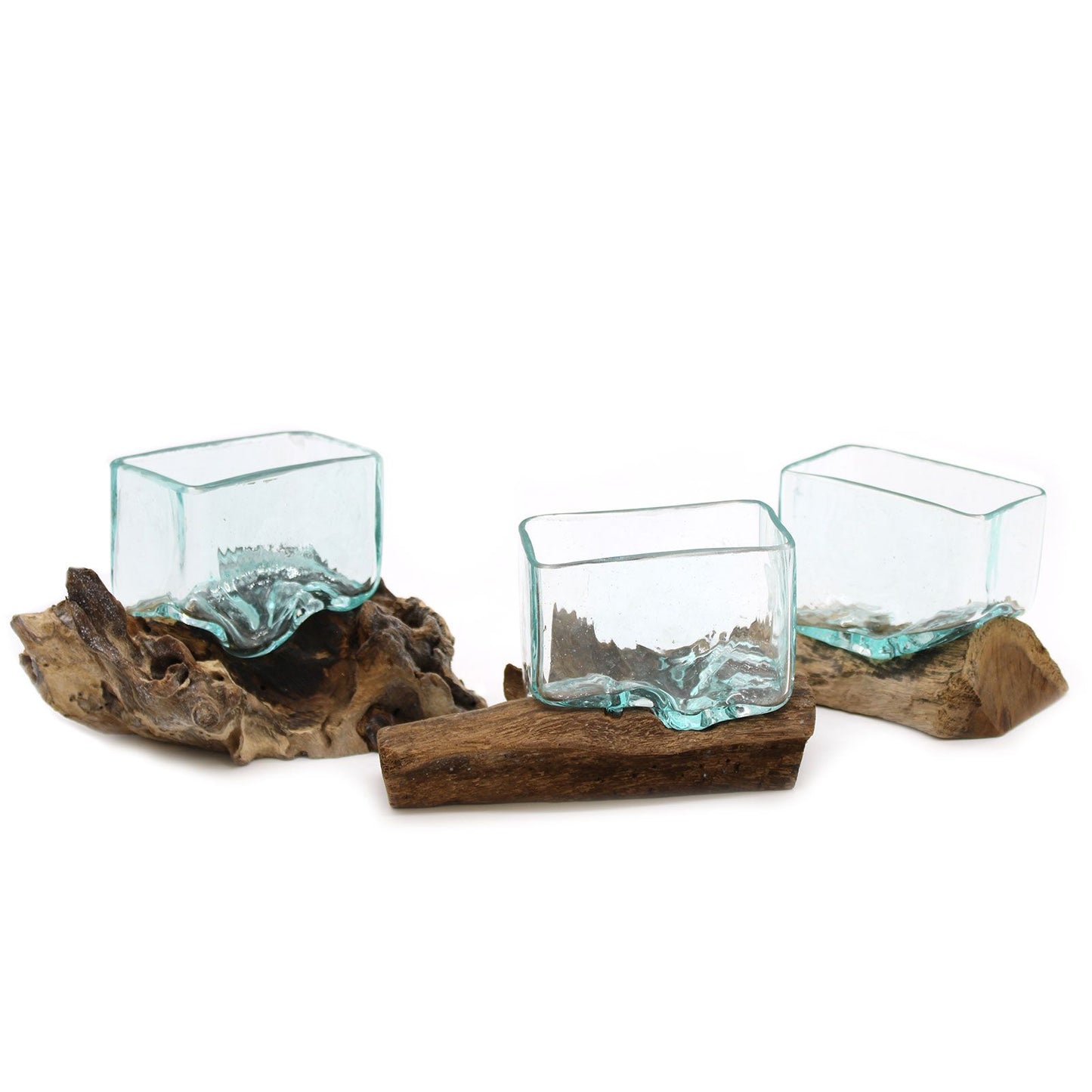 Small Bowl with Stand – Hand-Blown Molten Glass on Wood