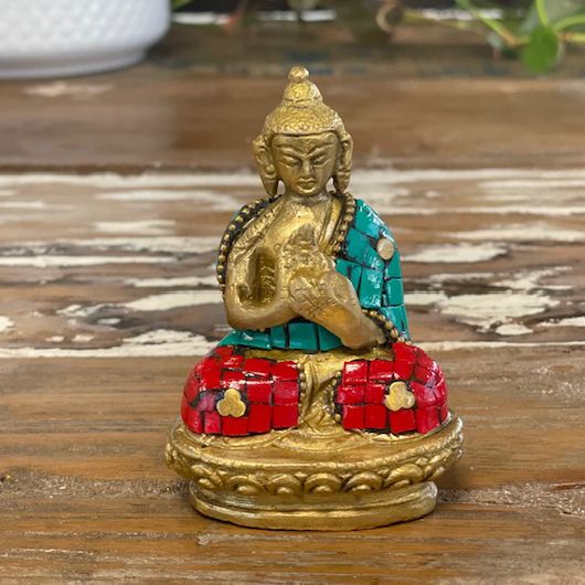 Buddha-Figur aus Messing – Hände erhoben – 7,5 cm
