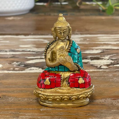 Buddha-Figur aus Messing – Hände erhoben – 7,5 cm