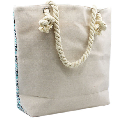 Rope Handle Mandala Bag - Purple Blue