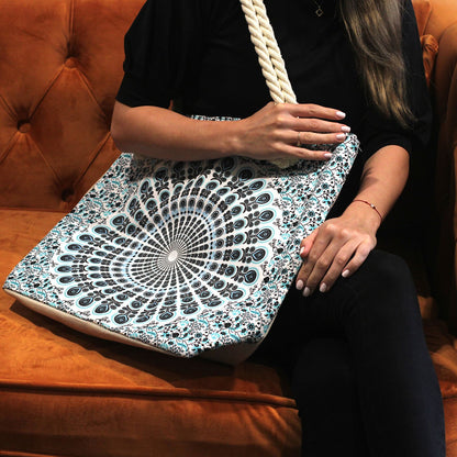 Rope Handle Mandala Bag - Purple Blue